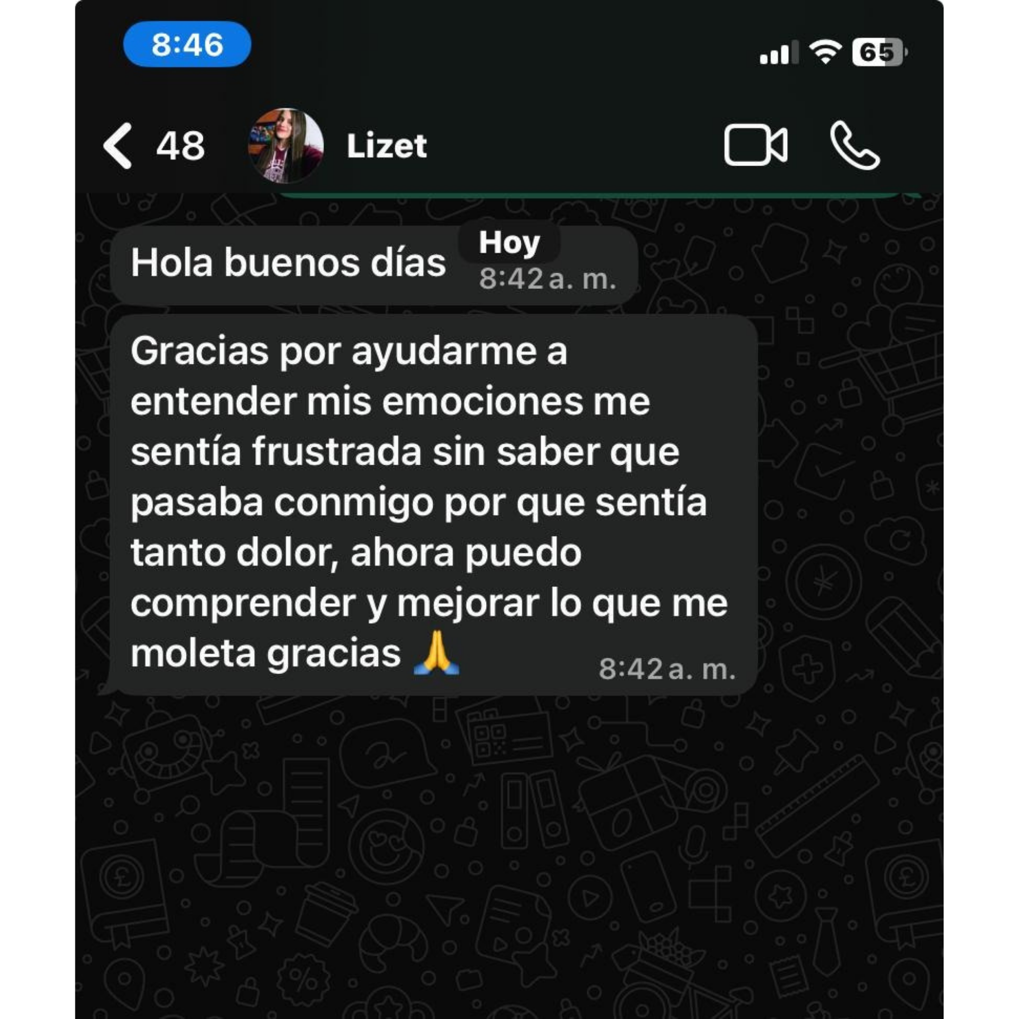 Testimonio recibido por WhatsApp 2